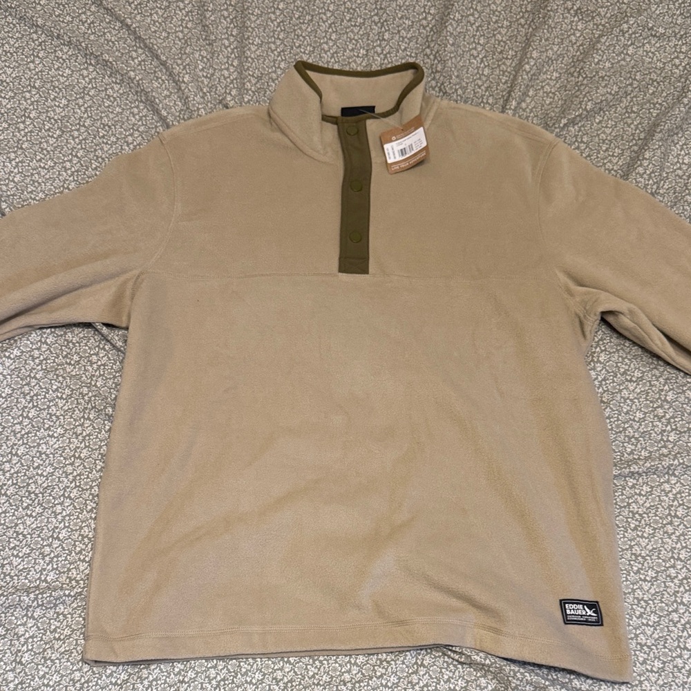Eddie Bauer Men's Chutes Fleece Snap Mock Pullover, brand new
